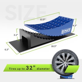 RVMATE Camper Levelers 8-Piece Kit RV Leveling Blocks Camper Wheel Chocks Including Two Curved Levelers, Two Chocks, One Level and Two Rubber Grip Mats in Storage Carrying Bag