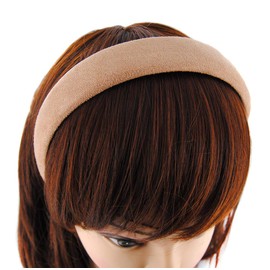 axy Hair Band with Flannel Hair Band Vintage Hairband Headband Classic and Fashionable Headband (Leather Look) HRK5 (Beige)