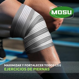 MOSU Rodilleras de Compresión Elásticas, 200 cm, Rodilleras Deportivas Elásticas, Mangas de Compresión Ajustables para Entrenamiento Cruzado, Azul/Negro