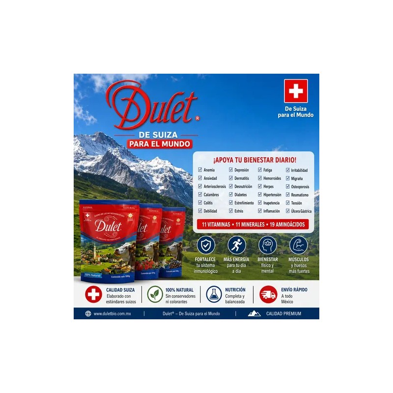 Dulet 3 Pack Lactosuero Suizo Vainilla 450gr, 100% Natural