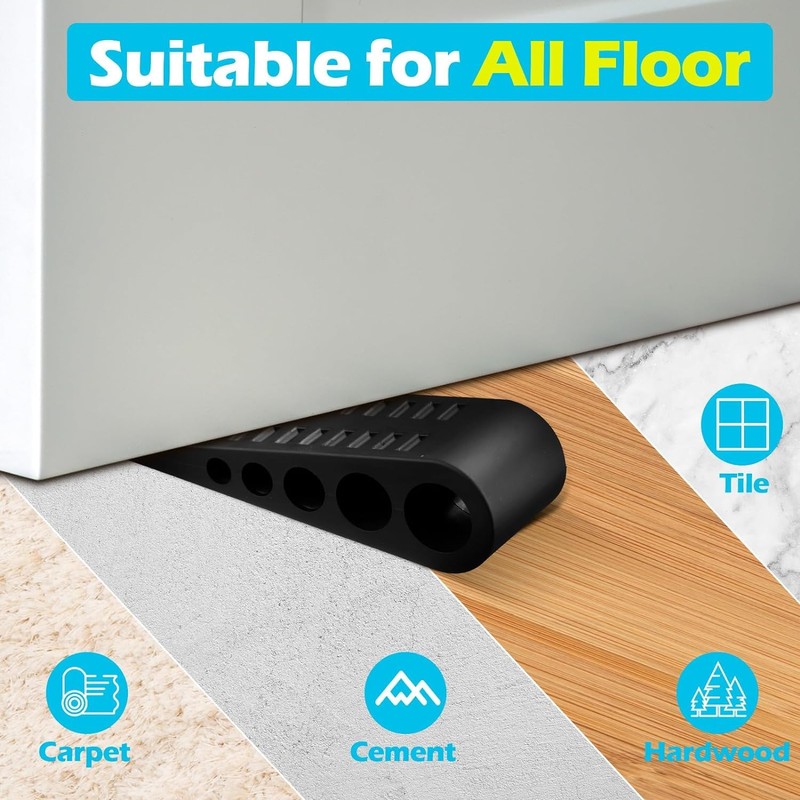 Rubber Door Stops Wedge with Holder,2Pcs Anti-Slip Rubber Door Stop