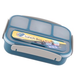 Haofy 16PCS Box Kids Set, Reutilizable 1300ml Caja para Niños 4 Compartimentos, Contenedores para Almuerzo, Fiambrera para Adulto con Cuchara Almuerzo de Frutas (Azul)