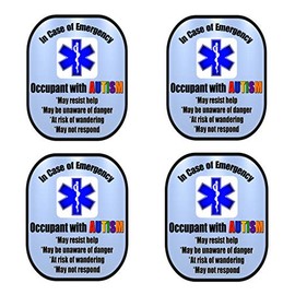 Autism 4 Pack Medical Alert Safety Window Decal Sticker
