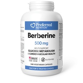 Preferred Nutrition® Berberine MAXIMUM POTENCY 1000 mg per Serving (2 caps, 500 mg each) VALUE SIZE 240 Vegetarian Capsules, Canadian Company