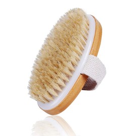 Trockenbürste, Dry Brushing Körperbürste, Peelingbürste, Peelingbürste mit natürlichen Wildschweinborsten, Badebürste zum Entfernen abgestorbener Haut, Cellulite, verbessert Lymphfunktionen