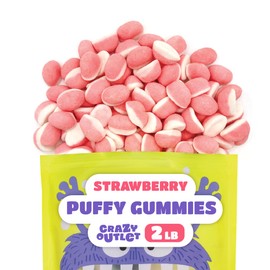Strawberry Puffy Gummy Candy - 2 Pound Pack - Pink Cloud Candy for Baby Showers and Party Favors - It's a Girl Candy - Gender Reveal Strawberry Gummies