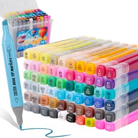 XIEED 168 Colors Coloring Markers for Artists Coloring Books No Bleeding Water-based Dual Tips Fineliner & Brush Drawing Pens Art Pens for Artists & Adults