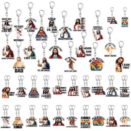 40 Pcs Jesus 'I Saw That' Keychains Jesus Love You Keychain Funny Jesus Keychain for Men and Women Bags Backpacks Cars Keys Religious Party Gift Sunday School Baptism Gift
