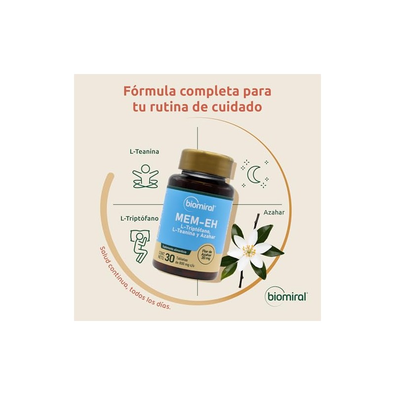 Biomiral Mem-Eh L-Teanina y L-Triptofano, 30 Tabletas