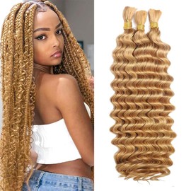 1LX #27 Deep Wave Human Braiding Hair Extensions 24 24 24 inch