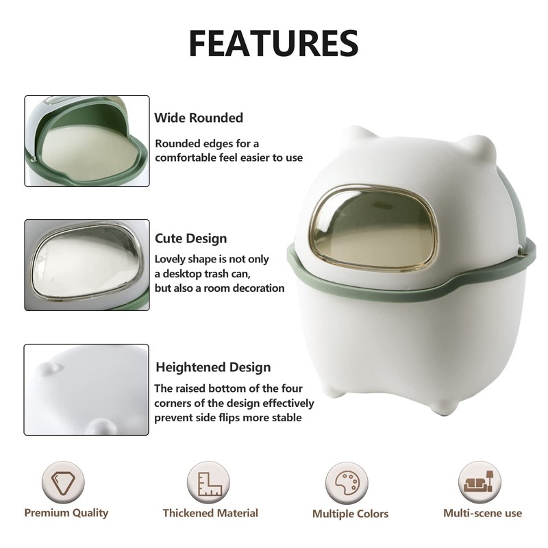 Benshukam Mini Desk Trash Can Flip Countertop Garbage Bin Small