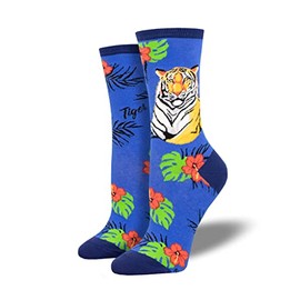 Socksmith Women's Tiger Crew Socks, Blue