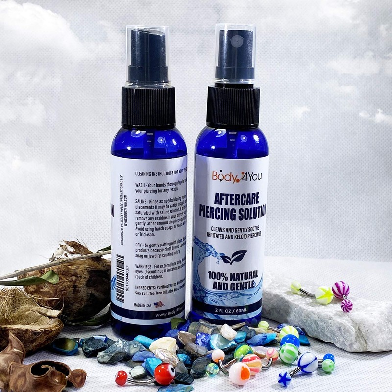 BodyJ4You Piercing Aftercare Spray - Saline Solution Natural Keloid Bump