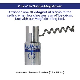 Clik-clik single magmover magnet movers to attach magnet hooks to hang ceiling decor, office signs, banners and more