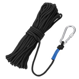 Rebower Nylon Anchor Rope with Hook,1/4"x49ft Hollow Braided Polypropylene Rope Cord Floating Line Boat Ropes,[for Docking Pool]-Black