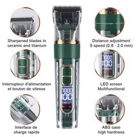 Dog Furclipper, Professional Pet Grooming Kit, Cat Clipper for Long Hair, with LED Display and 4 Limiting Combs, 3-Level Speed Control, IPX7 Waterproof, Easy to Clean