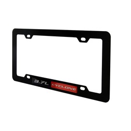 Black License Plate Tag Frame with Red Black 3.7L Cyclone Liter Real Aluminum Engine Hood Emblem Badge Nameplate for Mazda 6 CX-9 CX9 MZI Lincoln MKS MKT MKX Ford Edge Sport F-150 F150 Mustang Rare