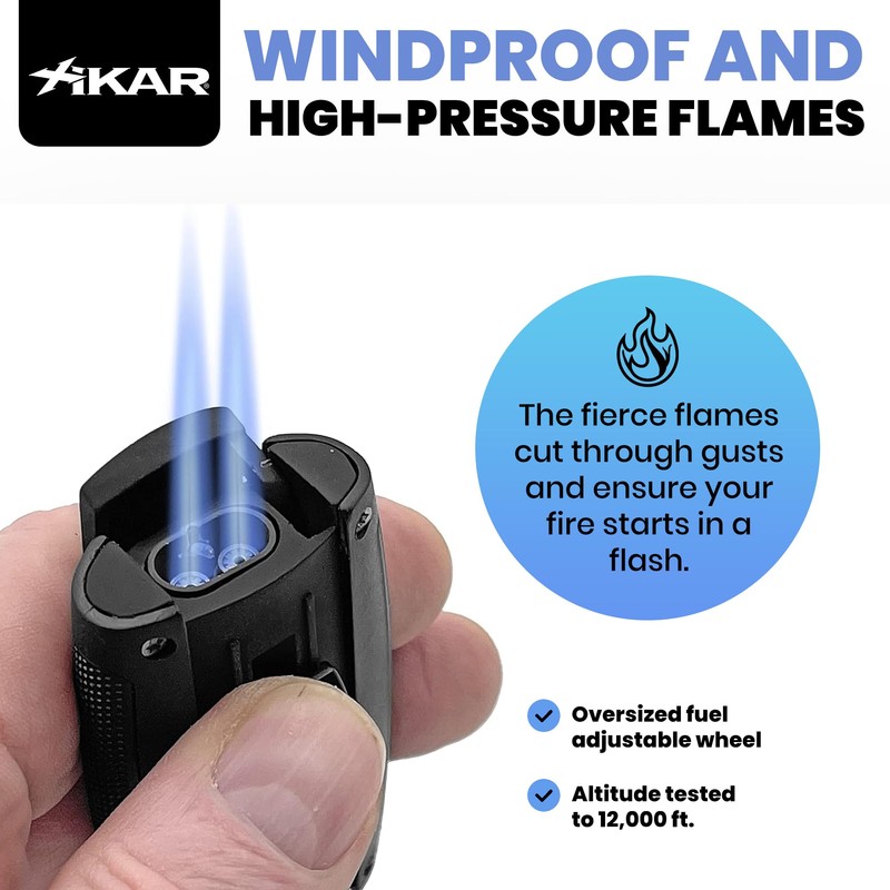 Xikar Turismo Double Jet Flame Butane Torch Lighter, Silver |