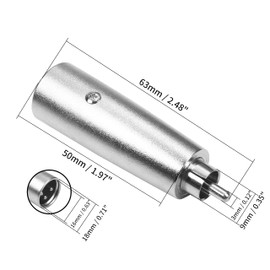 2 x XLR Male 3 Pin to RCA Male Mono All Metal Audio HiFi Adapter with Locking