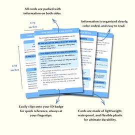 Dosage Calculations for Nursing Students - Pocket Reference Badge Cards with Pharmacology, IV Drip Rates, and Medical Math Formulas, The Ultimate Nursing School & Medical Assistant Essentials