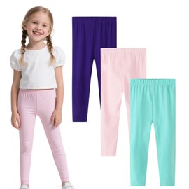 Girls Leggings 3-Pack Set Cotton Casual Solid Stretch Tights Pants Size 6