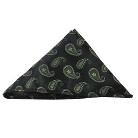 Jacob Alexander Paisley Pattern Pocket Square Handkerchief - Black Green