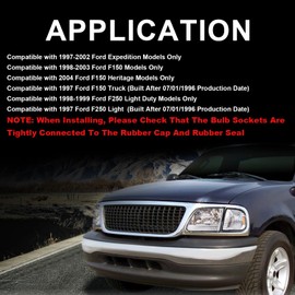 LQI Headlight Assembly Compatible with 1997-2004 Ford F150 /Fit 1997-2002 Ford Expedition Driver & Passenger Side w/Clear Corner Signal Lamps 3L3Z13008DA FO2502139