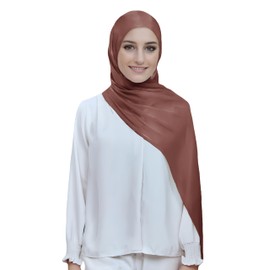 Lina & Lily Sheen Shimmer Women's Crepe Scarf Shawl Wrap Head Hijab Lightweight (Brick Red)