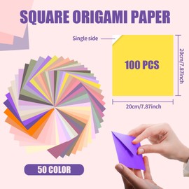 Origami Paper Colored Paper - 100 Sheets 50 Vibrant Color Paper - Single Sided Origami Papers for Crafts - Easy Fold Origami Kit for Kids Adult Beginners Training Arts & Crafts 20x20 cm…