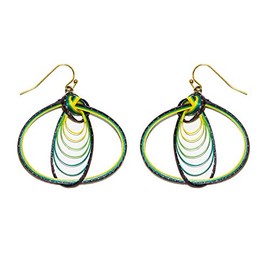 CCcollections Handmade Bamboo Earrings Brass Fashion 10 Design Colorful each design in 3 color (Green, Style A)