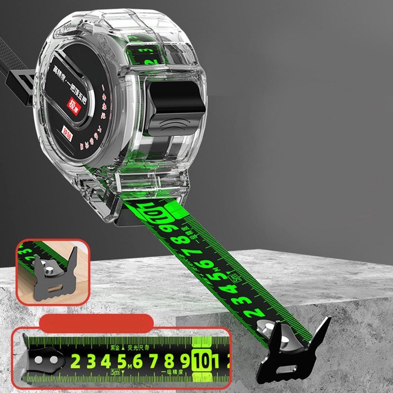 Thick Retractable Stainless Steel Woodworking Tape Measure - Includes Clear