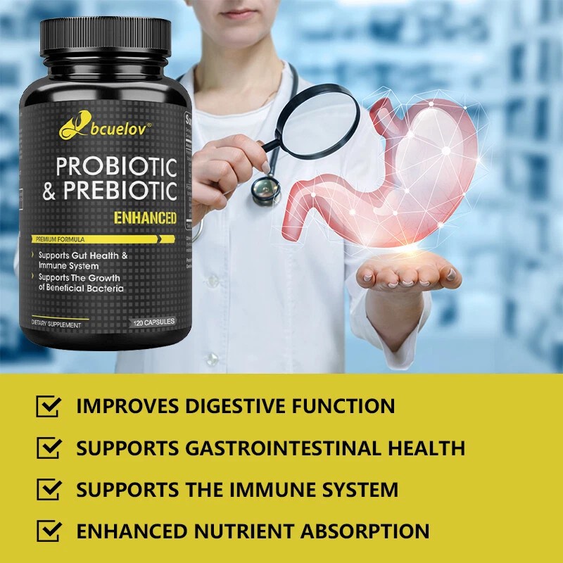 Bcuelov Probiotic and prebiotic capsules - promote gut health, immune