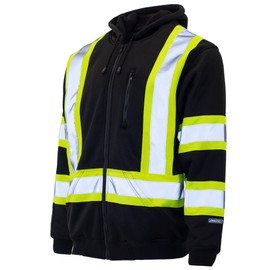 JORESTECH High Visibility Hoodie Full Zipper 100% Polyester ANSI Black