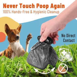 potomo Dog Pooper Scooper – Hands-Free Dog Poop Scooper with Bag Attachment & One-Handed Use – Clip-On, Portable Poop Scoop for Small & Medium Dogs – Built-in Dispenser with 10 Bags (Blue)