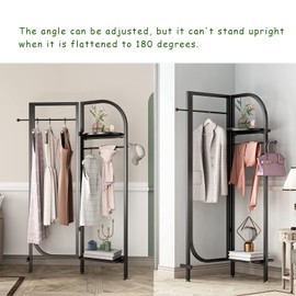 DOORXIFO Corner Black Metal Clothing Racks,Heavy Duty Freestanding industrial Clothes Racks Coat Rack for Hallway Entryway,Design Unique Garment racks Display Racks for Hanging Clothes