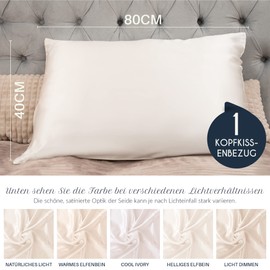 Dreamzie - Silk cushion cover - 100% mulberry silk, 19 momme, double-sided Oeko-TEX® - silk pillowcase for hair and skin - anti-ageing, anti-bed bugs.