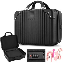 Amylove Adult Game Toy Storage Organizer Case for Women and Men Lock Box Toy Travel Bag Game Locking Storage Box Travel Bag, 12.6 x 9.8 x 6.7 Inch(Black)