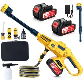 Cordless Pressure Washer Portable with 2 x 4000mAh Batteries,Jet Hawk - Max 652 PSI with 6 in 1 Spray Nozzles, 5m Hose, Soap Dispenser Bottle for Patio Cleaning and Car Washing
