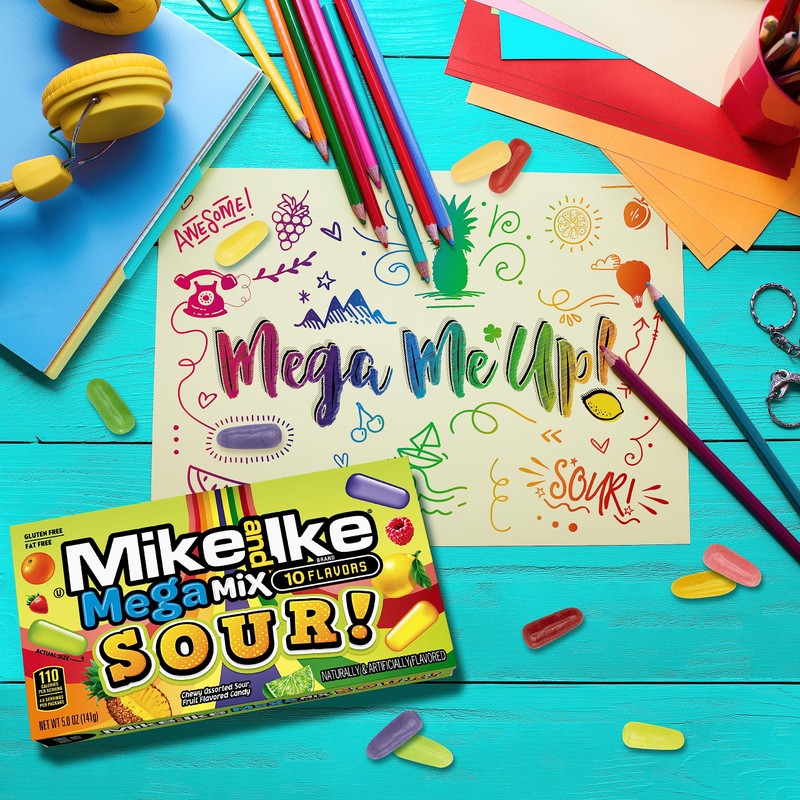 Mike and Ike Candy, Mega Mix Sour, 4.25oz Theater Box,