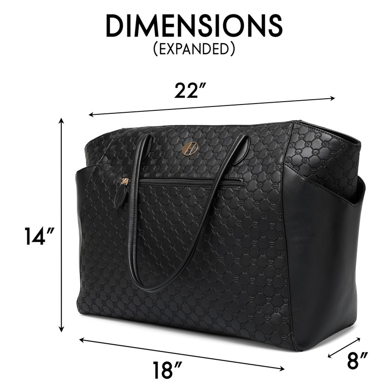 ELLE Compass 32L Vegan Leather Monogram Weekender Tote Bag