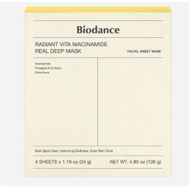 🔥 Biodance radiant vita niacinamide real deep mask sheet 4ea tipo de piel todo tipo de piel  Vitaminas y Minerales