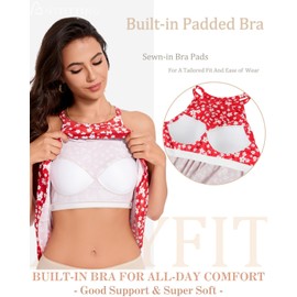 ANYFITTING Summer Halter Dresses for Women 2025 Mini Casual Flowy Floral Sundress Beach Party Vacation Built in Bra Short Sun Dress