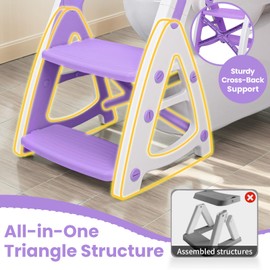 Primlect Potty Training Seat, 2-in-1 Toddler Toilet Seat with Step Stool, Ultra-Stable Potty Chair Attachment, Adjustable Seat and Step Ladder, Non-Slip Design, Splash Guard for Boys and Girls(Blue)