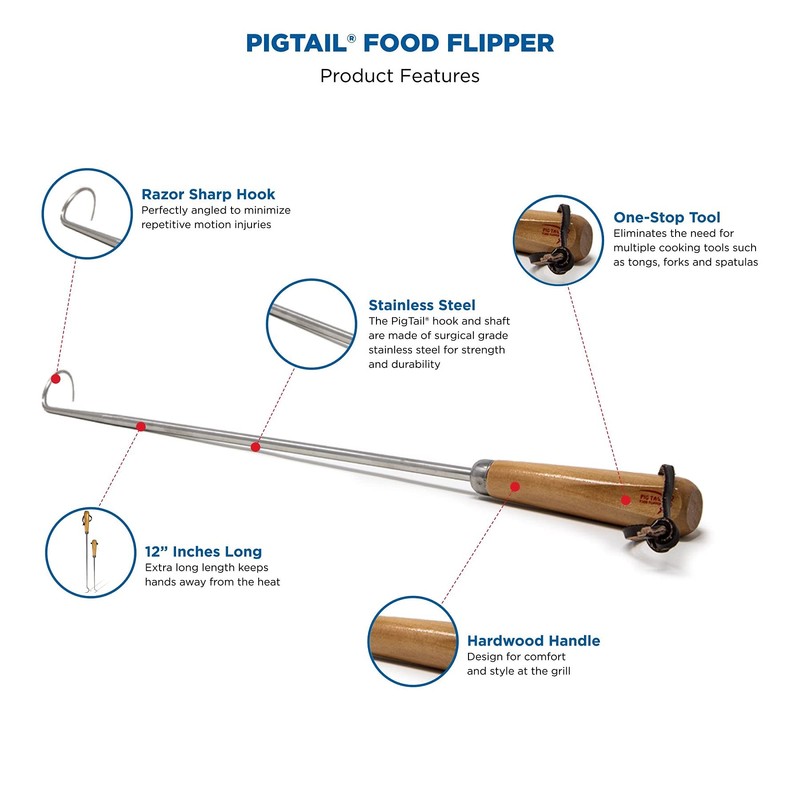 Jaccard 1324 12” PigTail Food Flipper, Blister Pack - ABS
