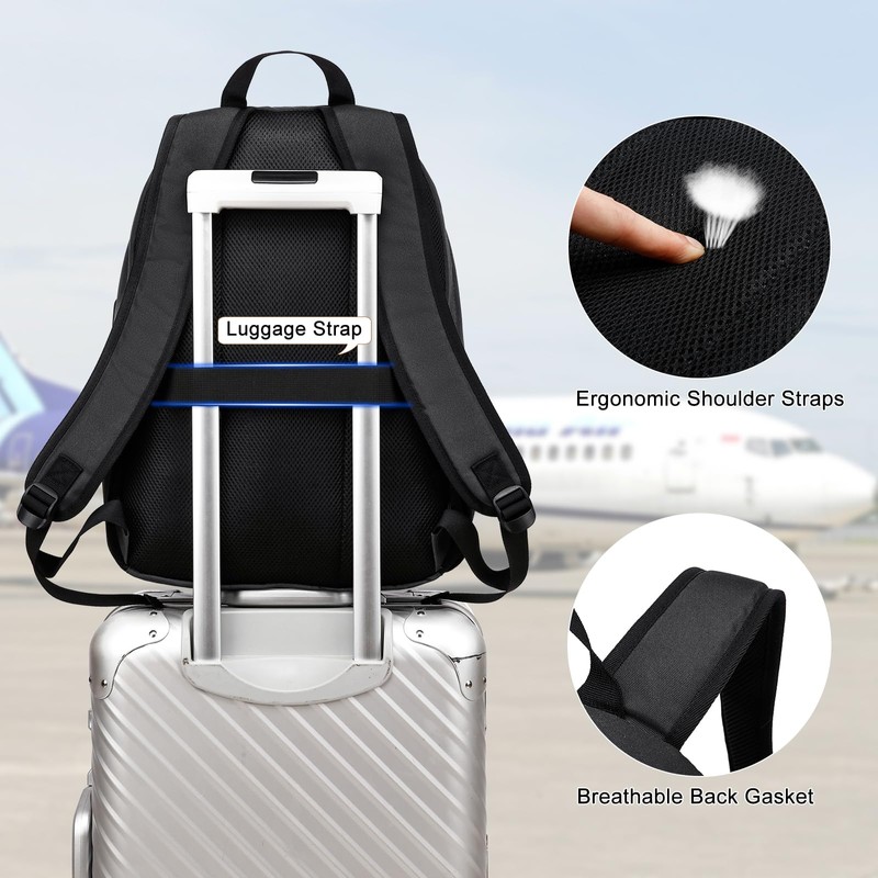 Kuosdaz Black Backpack for School Teens Boys Girls Lightweight Casual