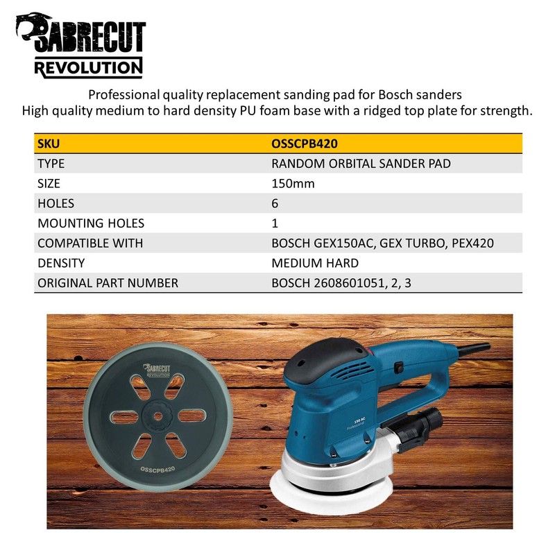 1 x SabreCut OSSCPB420 150mm Medium Hard 6 Hole Random