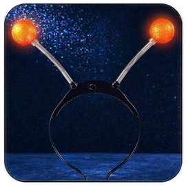 DRESBE Light Up Alien Antenna Headband LED Space Headbands Glow Party Hair Accessories for Women (Orange)