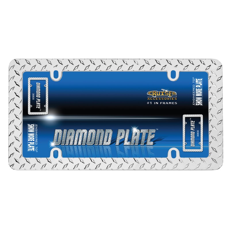 Cruiser Accessories 30830 Diamond Plate License Plate Frame, Chrome