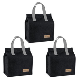 gelugee Insulated Lunch Bags for Women & Men - 3 Pack Reusable Leak-Proof Lunch Box for Adults Kids: Small Cooler Bag for Work School Picnic Travel（Black,8L）