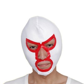 Patymo Professional Wrestling Mask, White and Red Design
